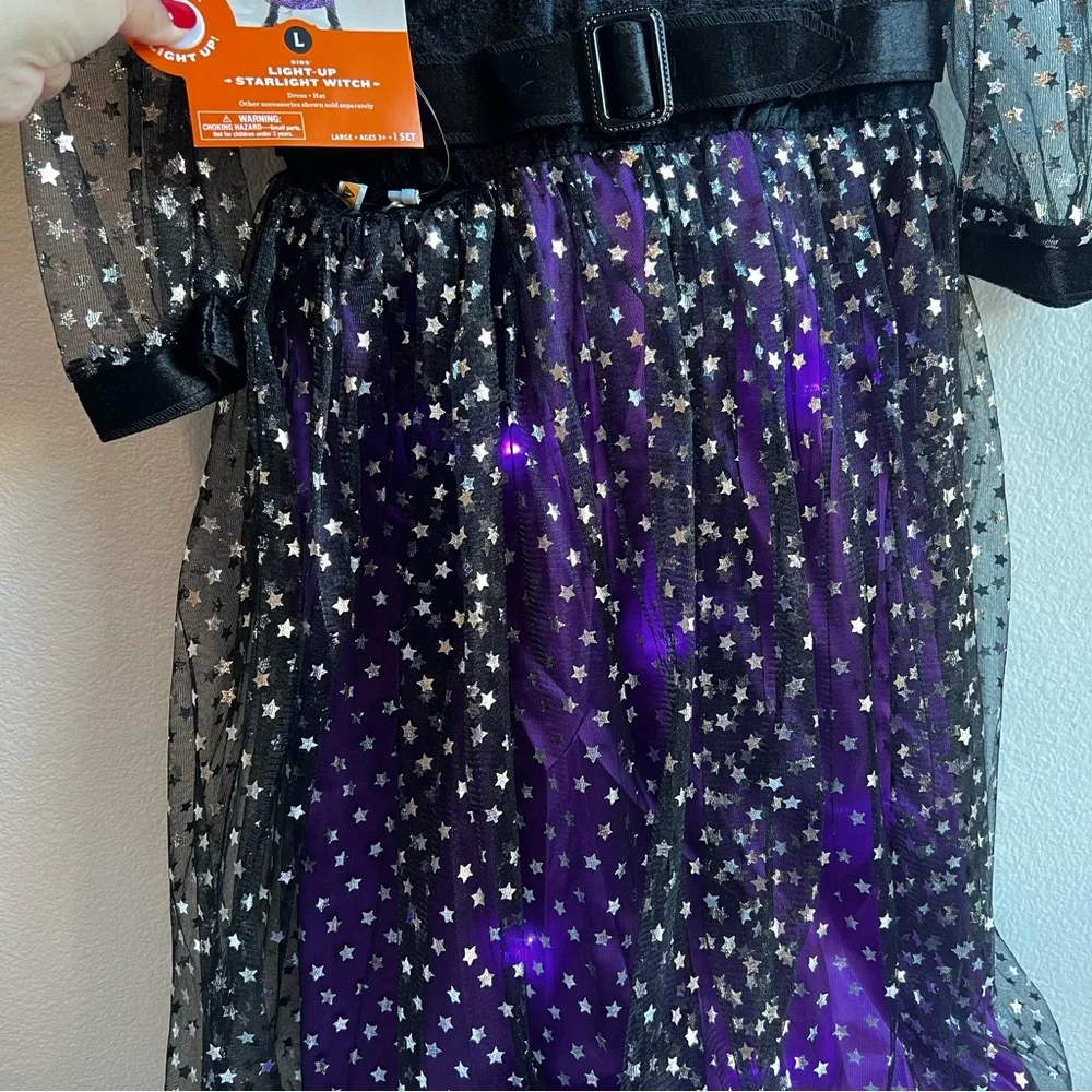 Light up Starlight Witch Halloween Costume Tulle Celestial includes Hat Kids Lrg